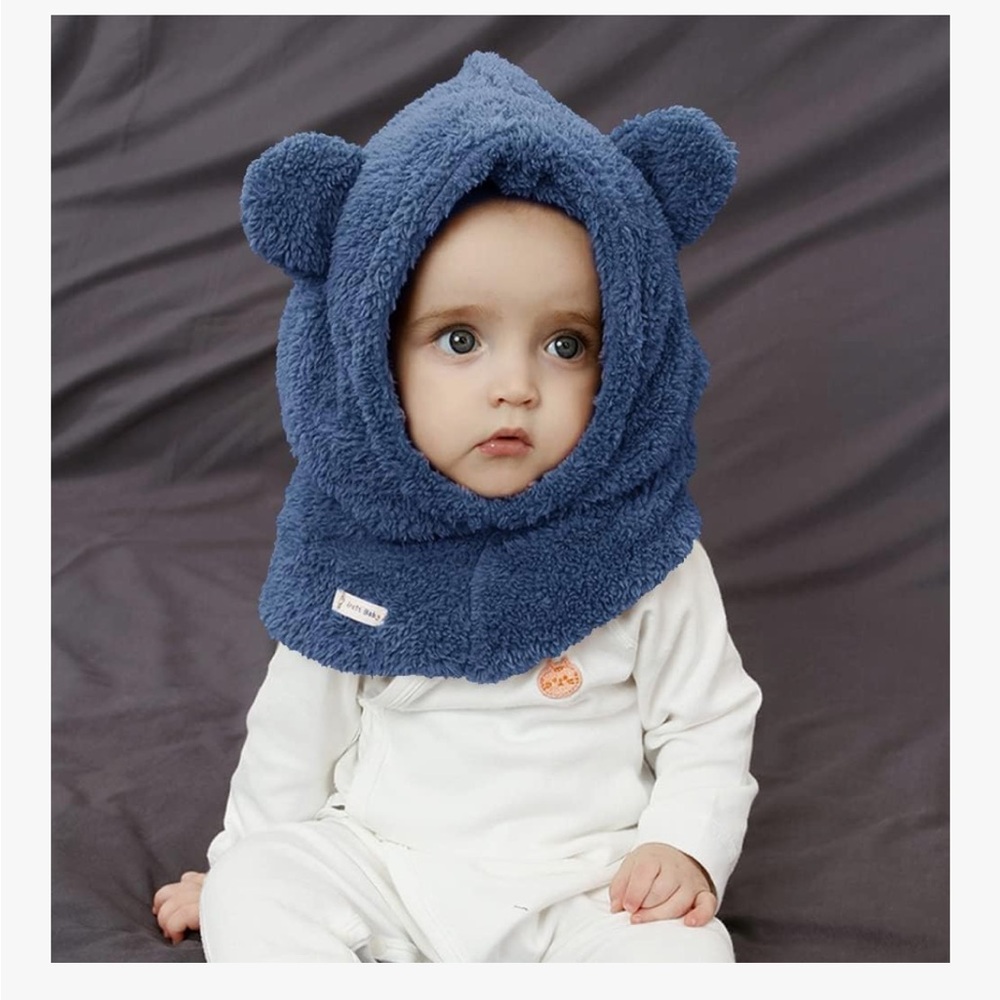 Cozy Blue Bear Hood for Kids